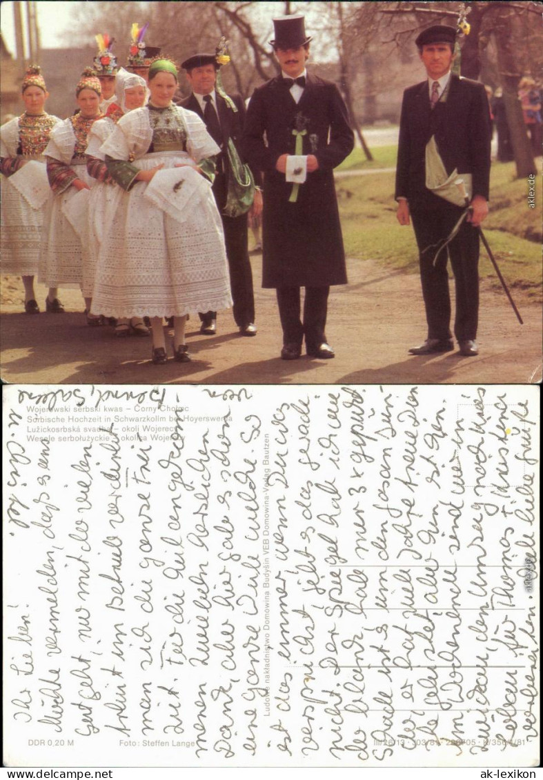 Ansichtskarte Schwarzkollm orny Chomc Sorbische Hochzeit 1981