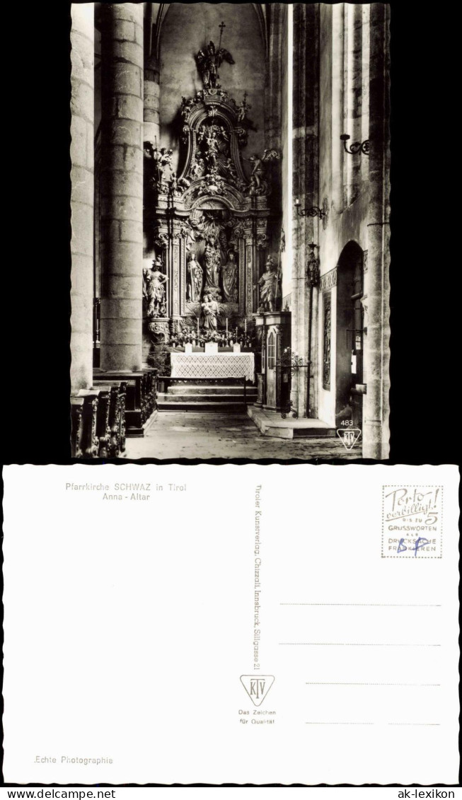 Ansichtskarte Schwaz Pfarrkirche SCHWAZ in Tirol Anna Altar 1960