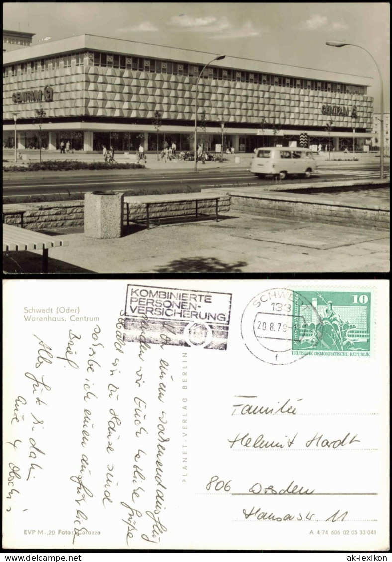 Ansichtskarte Schwedt/Oder CENTRUM-Warenhaus Barkas 1974