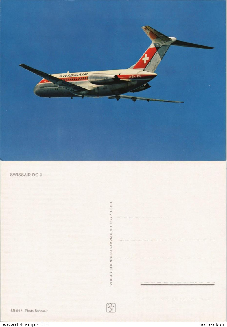Ansichtskarte .Schweiz Flugwesen Flugzeug SWISSAIR DC 9 1980