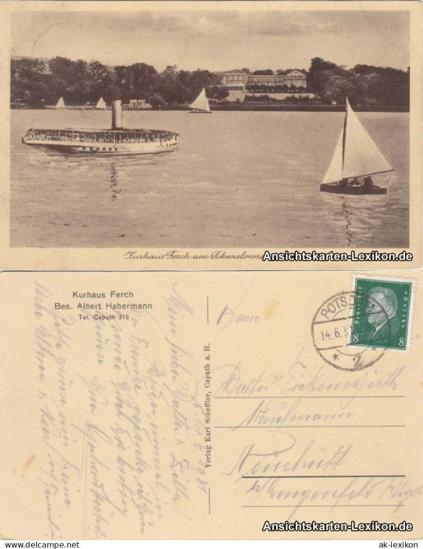 Ansichtskarte Schwielowsee Kurhaus - Schwielowsee, Dampfer 1931