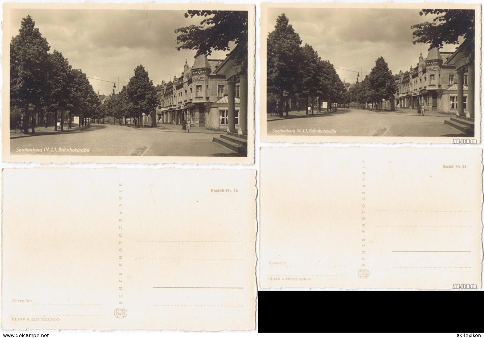 Ansichtskarte Senftenberg (Niederlausitz) Bahnhofstraße (Foto Ak) 1954