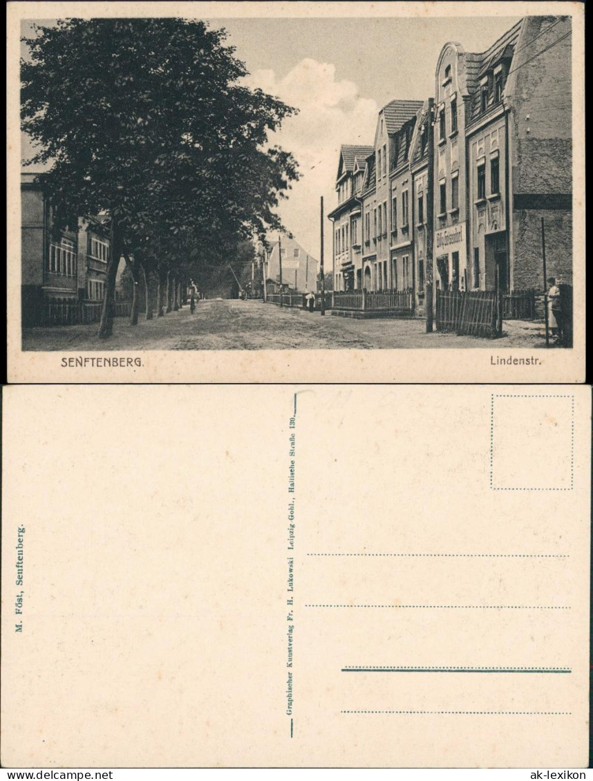 Ansichtskarte Senftenberg (Niederlausitz) Lindenstraße Geschäfte 1926