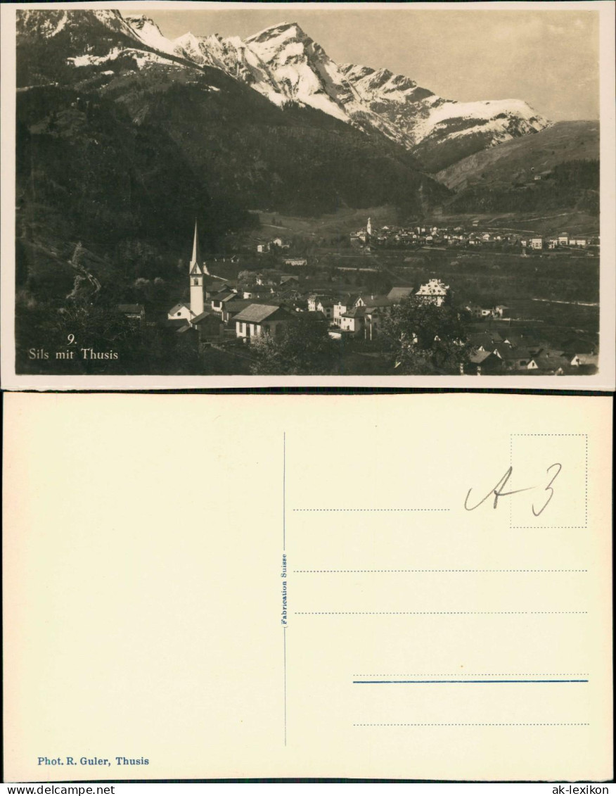 Ansichtskarte Sils im Engadin Segl Stadtblick Fotokarte 1930