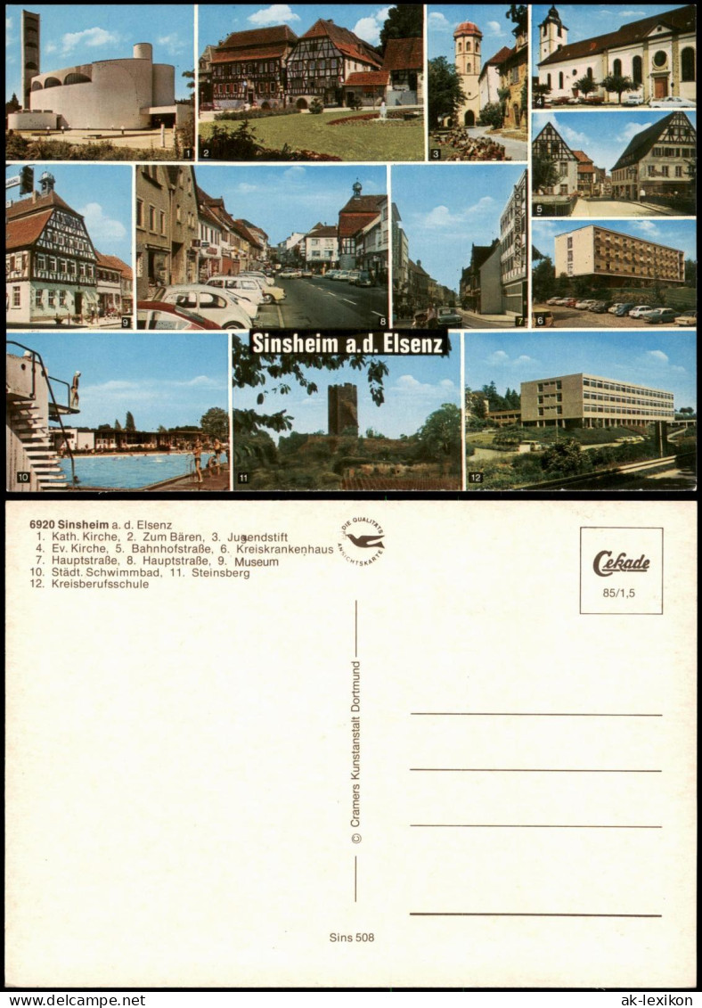 Ansichtskarte Sinsheim Mehrbildkarte Sinsheim a.d. Elsenz Ortsansichten 1975