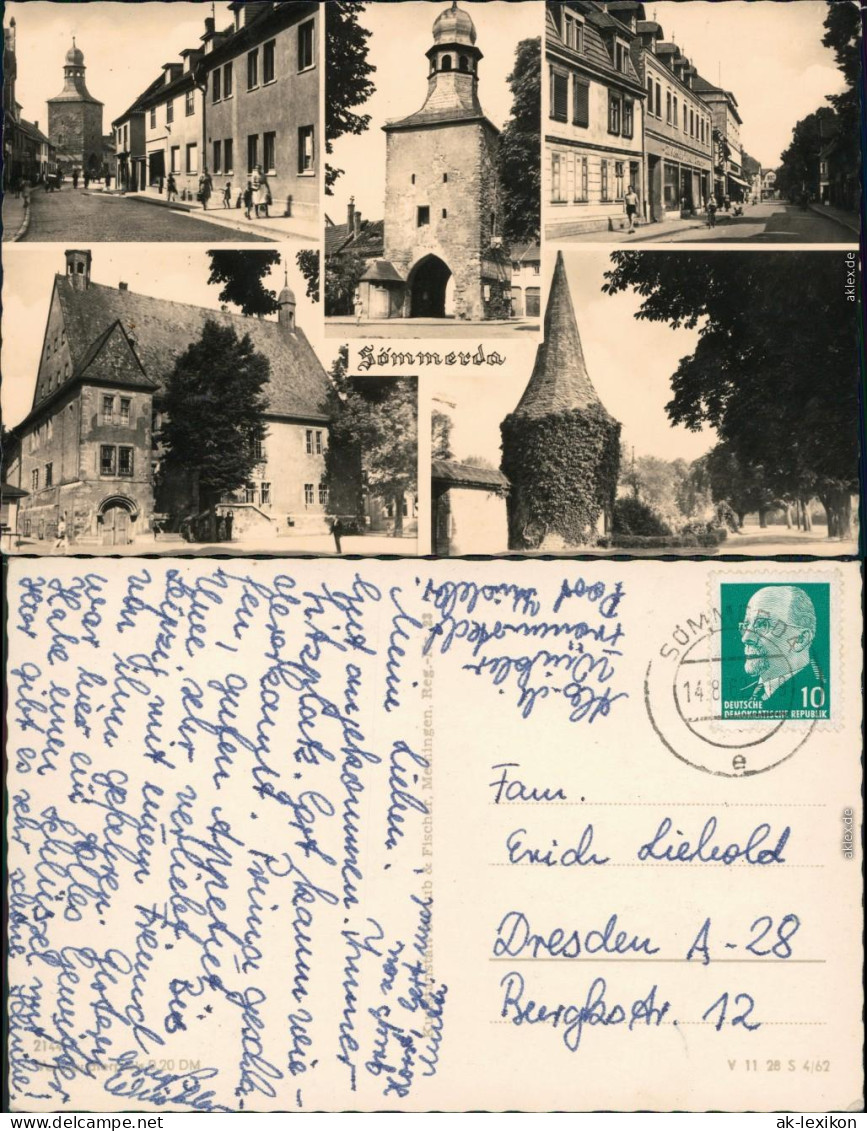 Ansichtskarte Sömmerda Stadttor, Straßenansicht, Park 1962