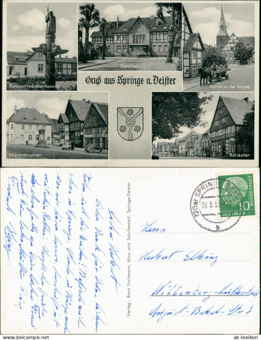 Ansichtskarte Springe 5 Bild: Bahnhof, Marienbrunnen, Ratskeller 1968