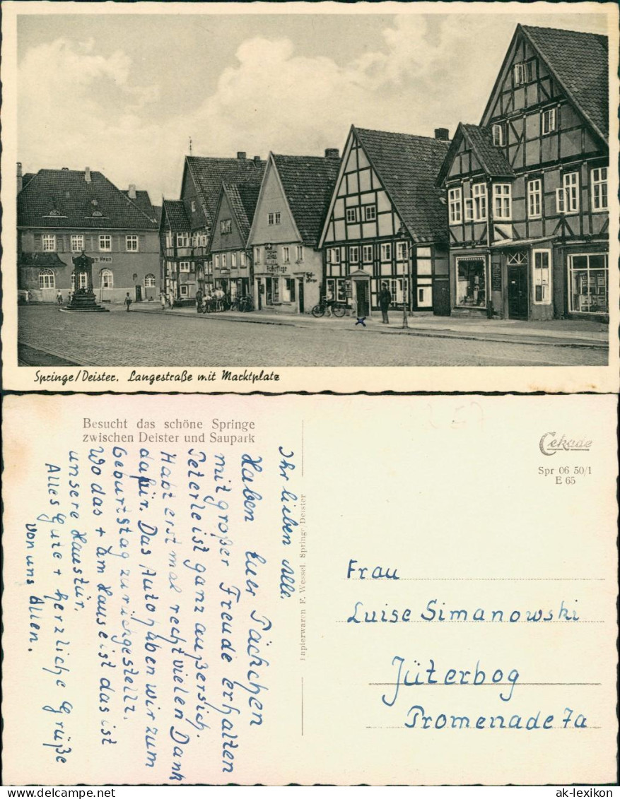Ansichtskarte Springe Langstraße mit Marktplatz 1965