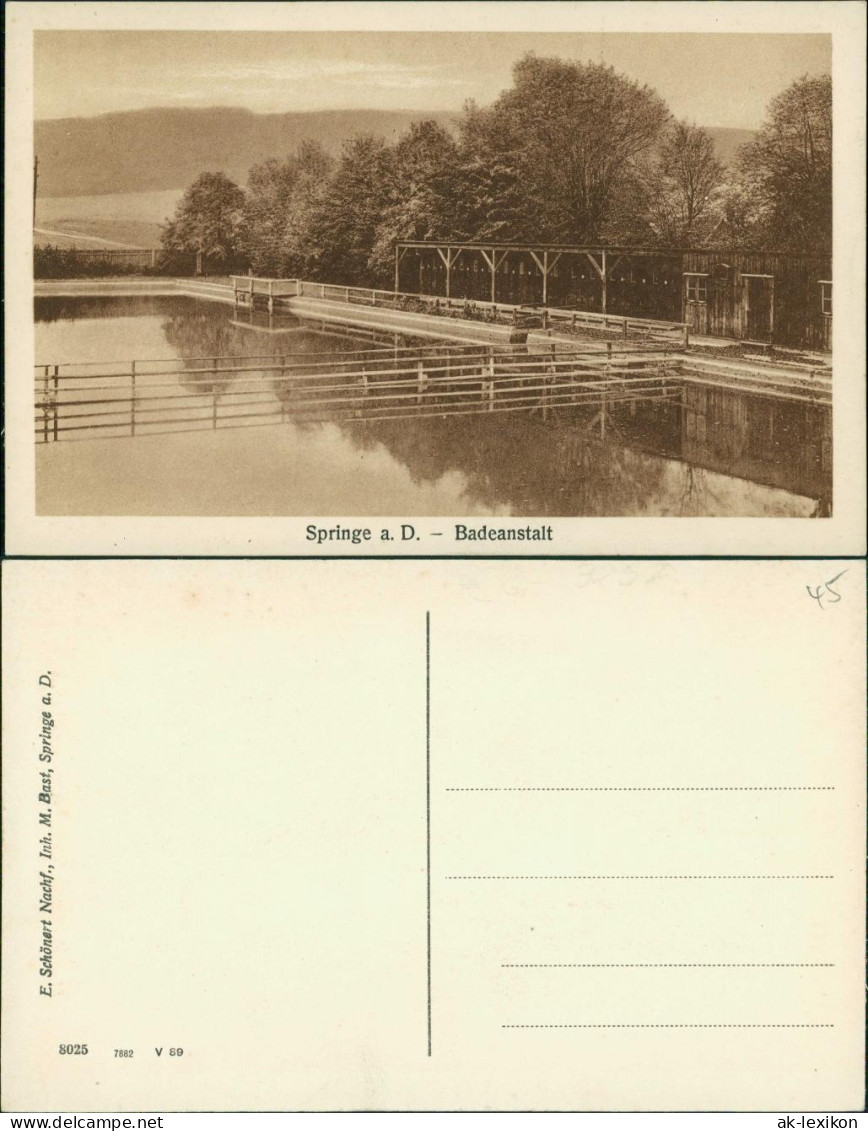 Ansichtskarte Springe Partie an der - Badeanstalt 1919