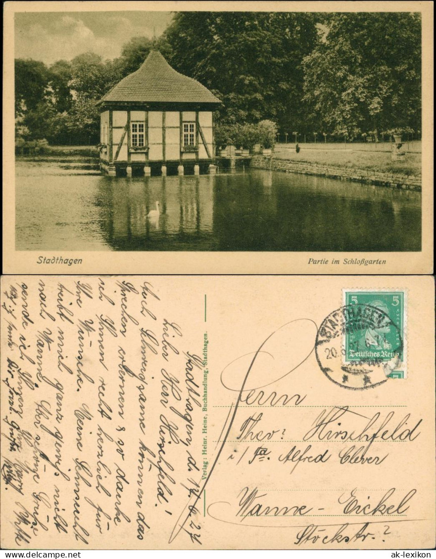 Ansichtskarte Stadthagen Pavillon - Partie im Schloßgarten 1927