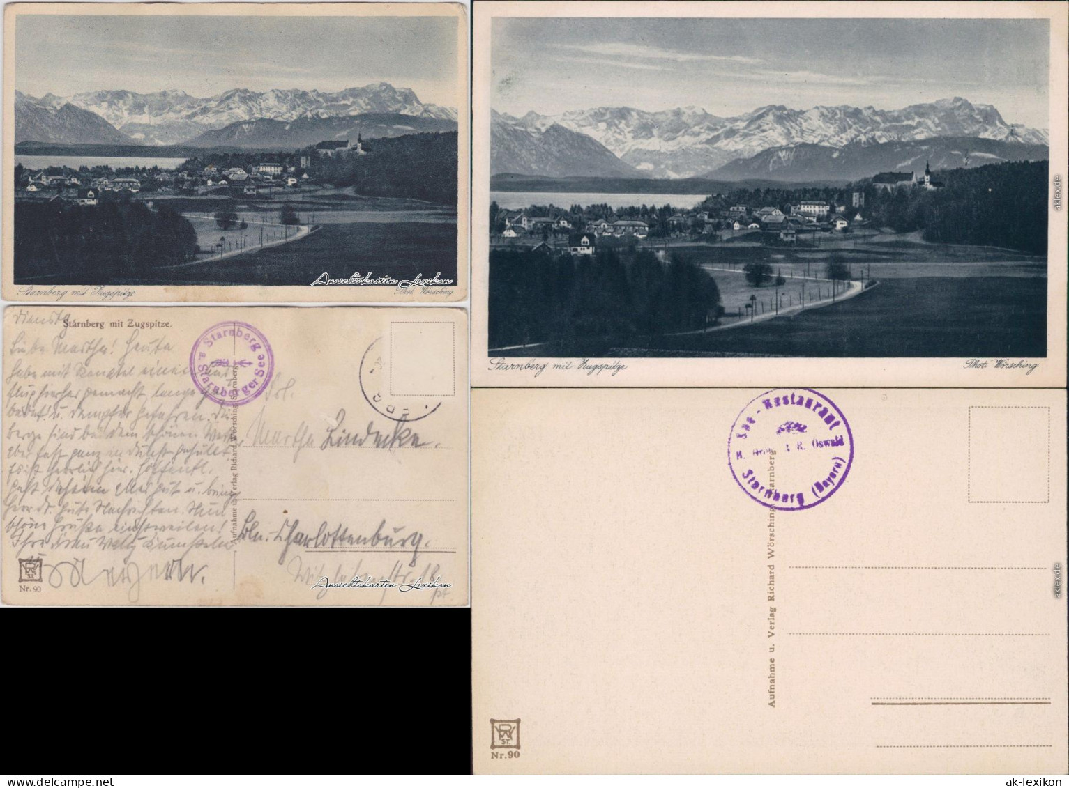 Ansichtskarte Starnberg Starnberg mit Zugspitze 1924