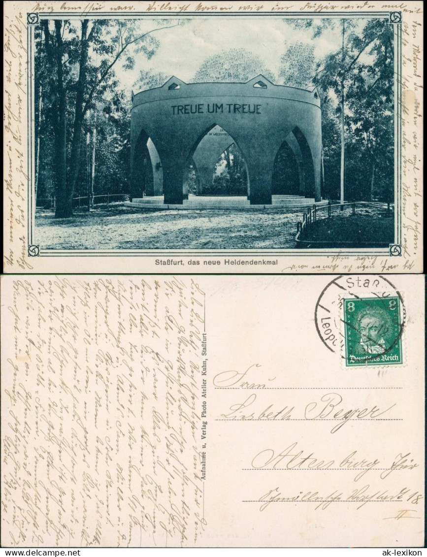 Ansichtskarte Staßfurt Stassfurt Neues Heldendenkmal 1927