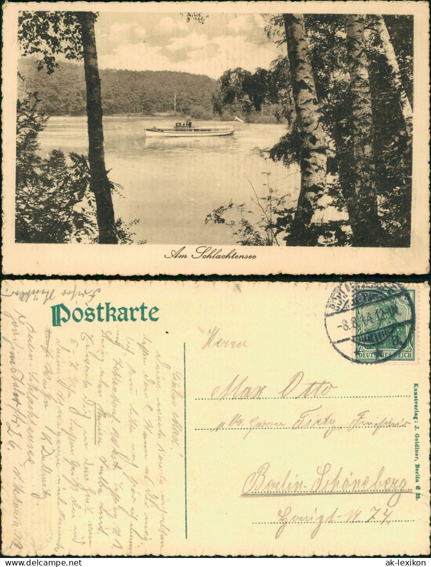 Ansichtskarte Steglitz-Berlin Schiff Schlachtensee 1914