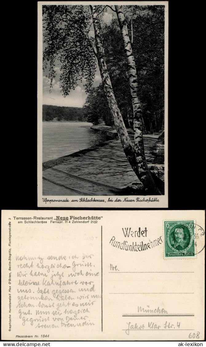 Ansichtskarte Steglitz-Berlin Schlachtensee, Uferpromenade 1936