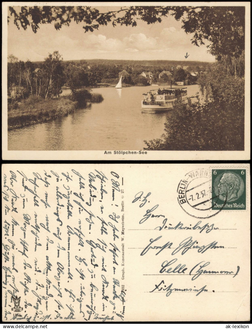 Ansichtskarte Steglitz-Berlin Stölpchensee - Fahrgastschiff 1932
