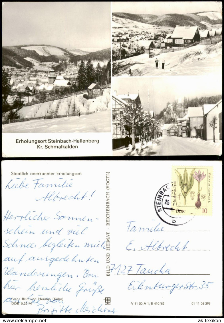 Ansichtskarte Steinbach-Hallenberg 3 Bild Stadtansichten im Winter 1982