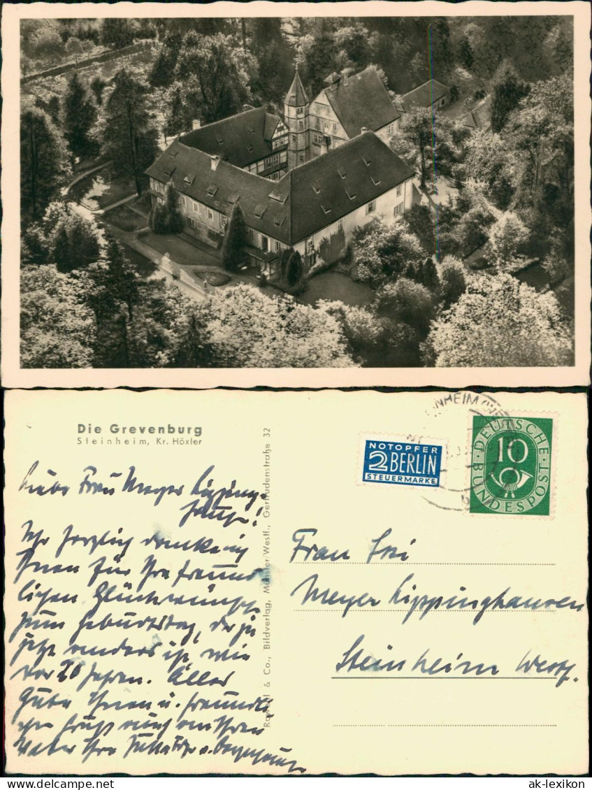 Ansichtskarte Steinheim (Westfalen) Luftbild Luftaufnahme Grevenburg 1952