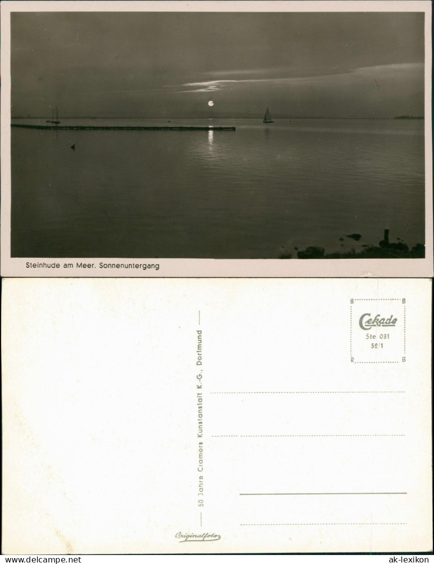 Ansichtskarte Steinhude-Wunstorf am Meer. Sonnenuntergang Stimmungsbild 1952