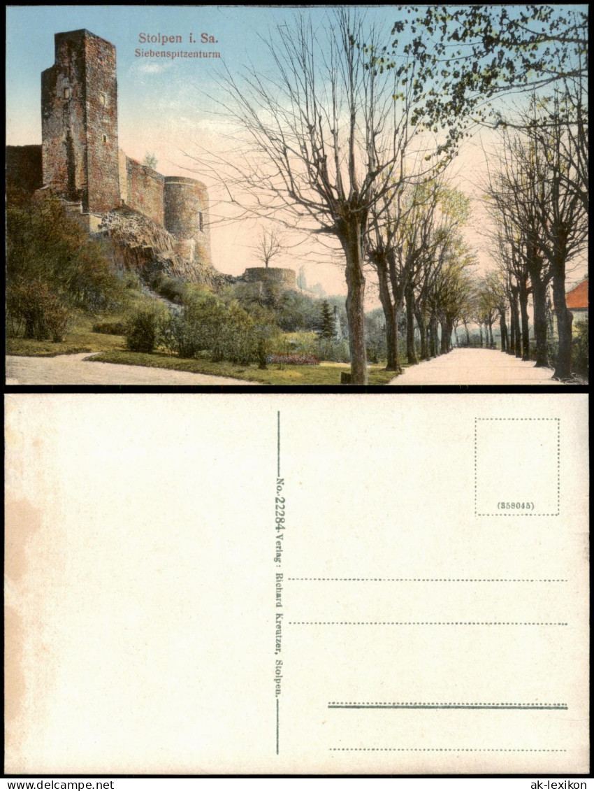 Ansichtskarte Stolpen Allee an der Burg Stolpen 1914