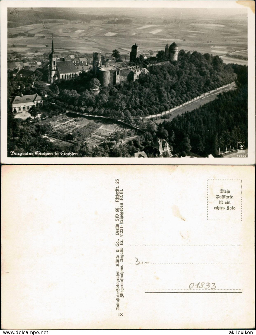 Ansichtskarte Stolpen Burg Stolpen Fliegeraufnahme 1940