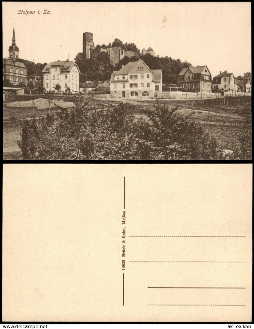 Ansichtskarte Stolpen Burg Stolpen Stadtvillen 1913