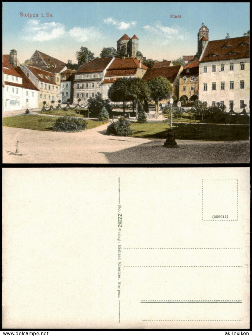 Ansichtskarte Stolpen Markt und Burg Stolpen 1914
