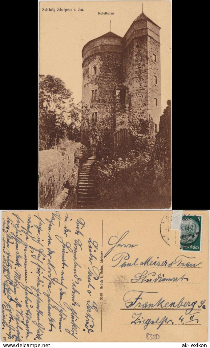 Ansichtskarte Stolpen Schloss Stolpen - Koselturm 1933