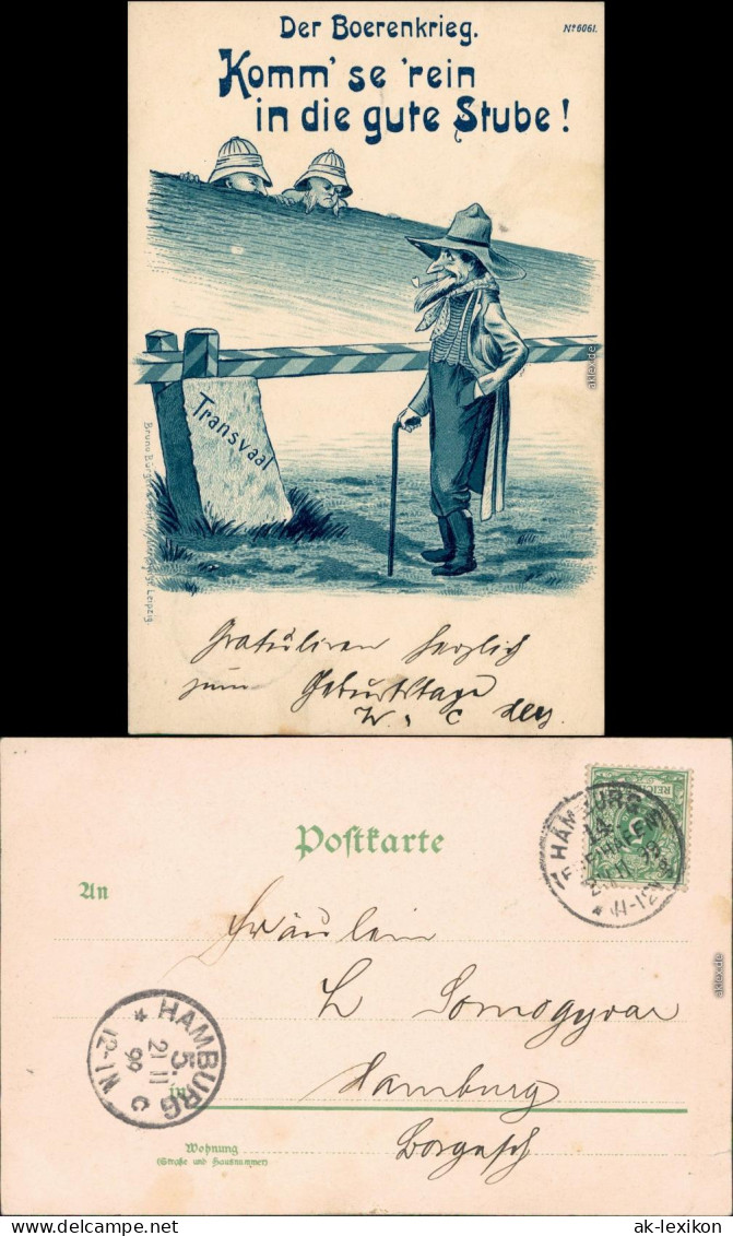 Ansichtskarte Südafrika Transvaal - der Boerenkrieg Scherzkarte 1899