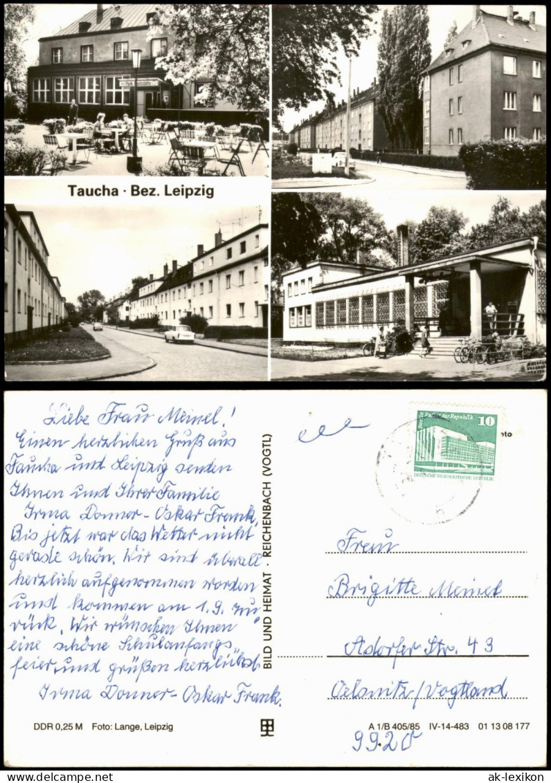 Ansichtskarte Taucha DDR Mehrbildkarte mit 4 Ortsansichten 1985