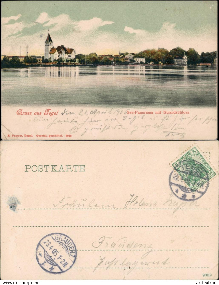Ansichtskarte Tegel-Berlin Stadt, Strandschloß 1905
