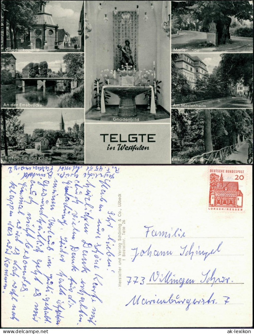 Ansichtskarte Telgte MB: Kirche, Straßen, Park, Kirche 1969