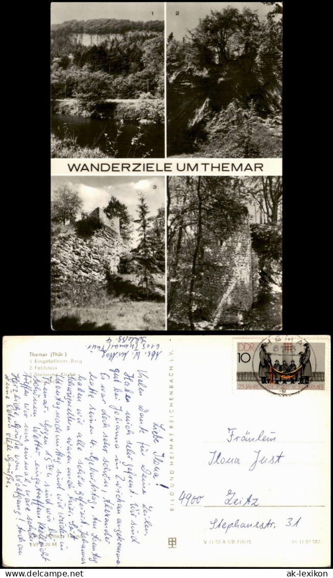 Ansichtskarte Themar DDR Mehrbild-AK mit Umland-Ansichten Wanderziele 1975