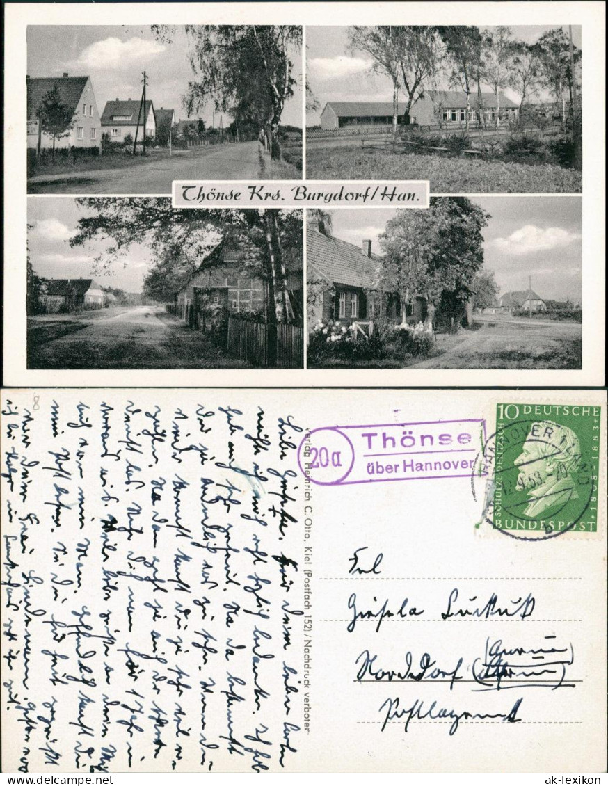 Ansichtskarte Thönse-Burgwedel    1959  Landpoststempel "20a Thönse  Hannover"