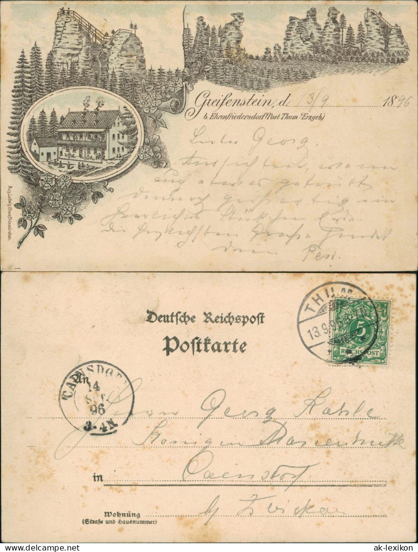 Ansichtskarte Thum Greifenstein, Gasthaus - Sachsen Vorläufer AK 1896