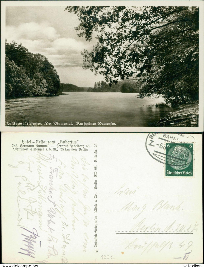 Ansichtskarte Tiefensee-Werneuchen Der Blumental. Am schönen Gamensee 1937