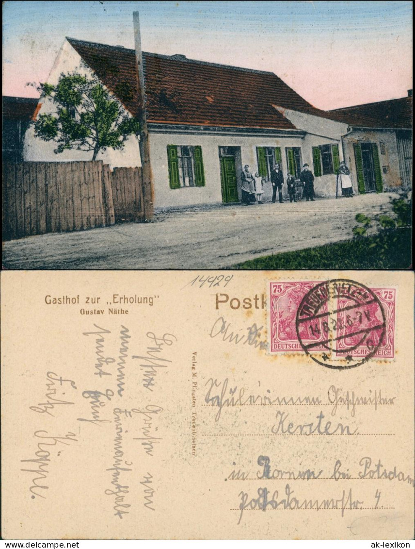 Ansichtskarte Treuenbrietzen Gasthof zur Erholung 1922