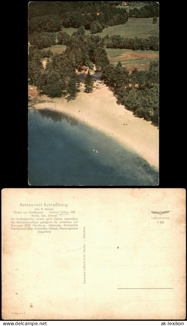 Ansichtskarte Trittau Luftbild Luftaufnahme Restaurant Schloßberg 1969