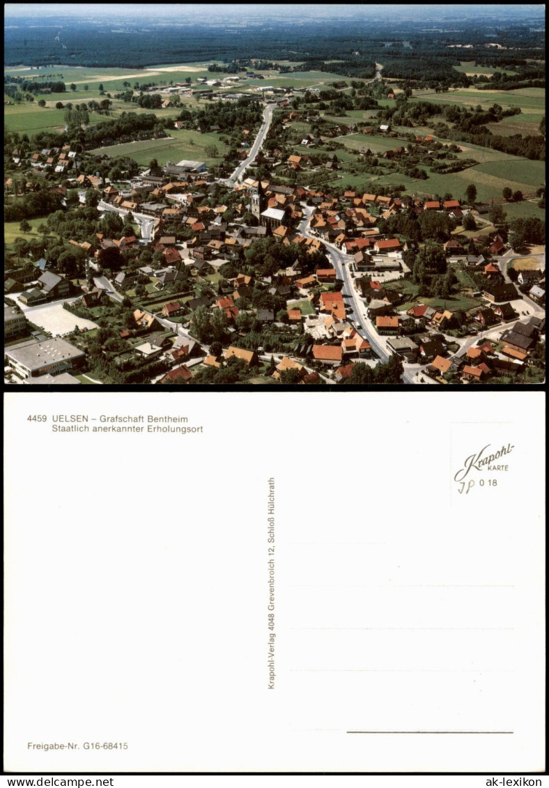 Ansichtskarte Uelsen Luftbild Luftaufnahme Gesamtansicht v. Flugzeug aus 1980