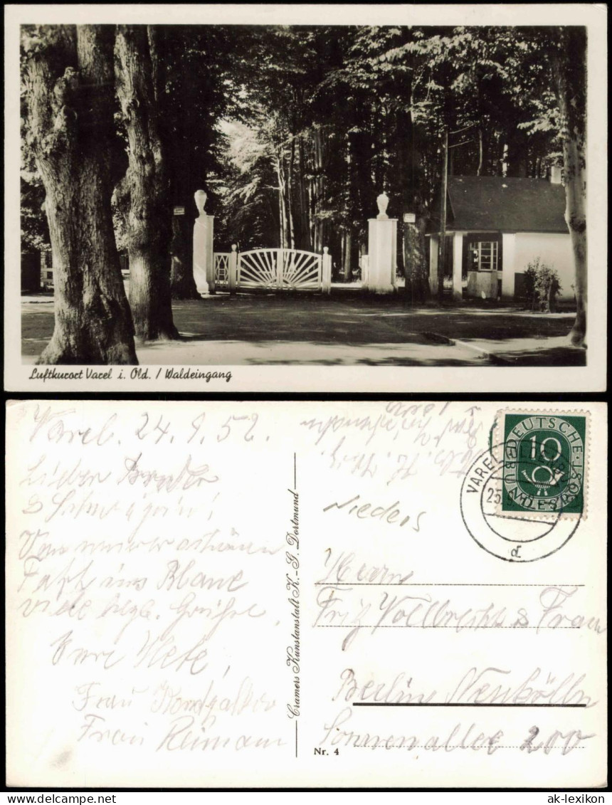 Ansichtskarte Varel Waldeingang 1952