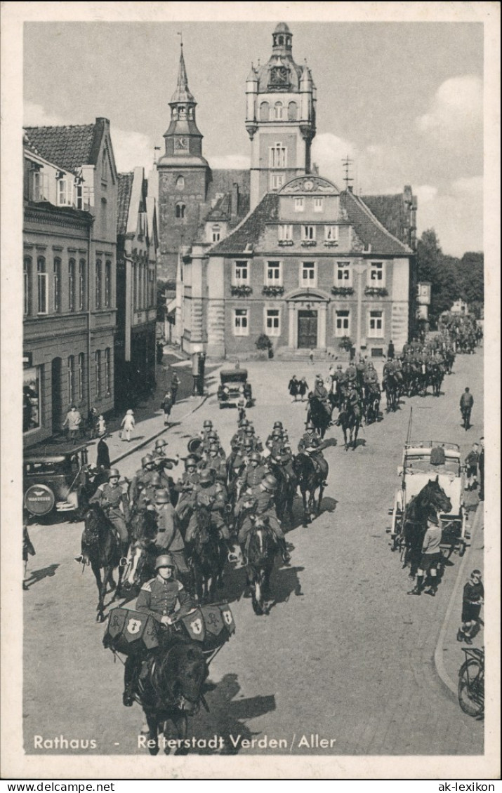 Ansichtskarte Verden (Aller) Straße - Reiter Wehrmacht - gel. Feldpost 1941