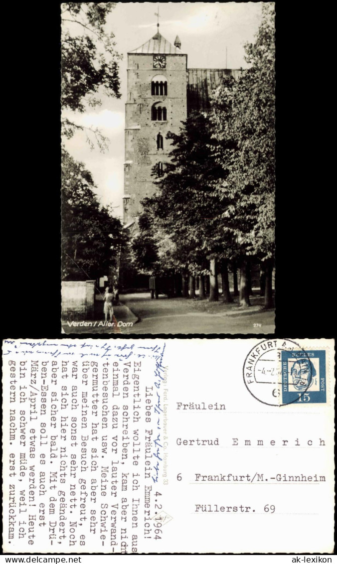 Ansichtskarte Verden (Aller) Straßenpartie am Dom Fotokarte 1964