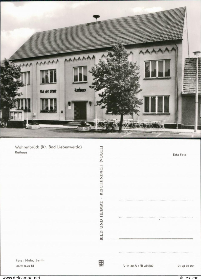 Ansichtskarte Wahrenbrück-Uebigau-Wahrenbrück Partie am Rathaus 1980