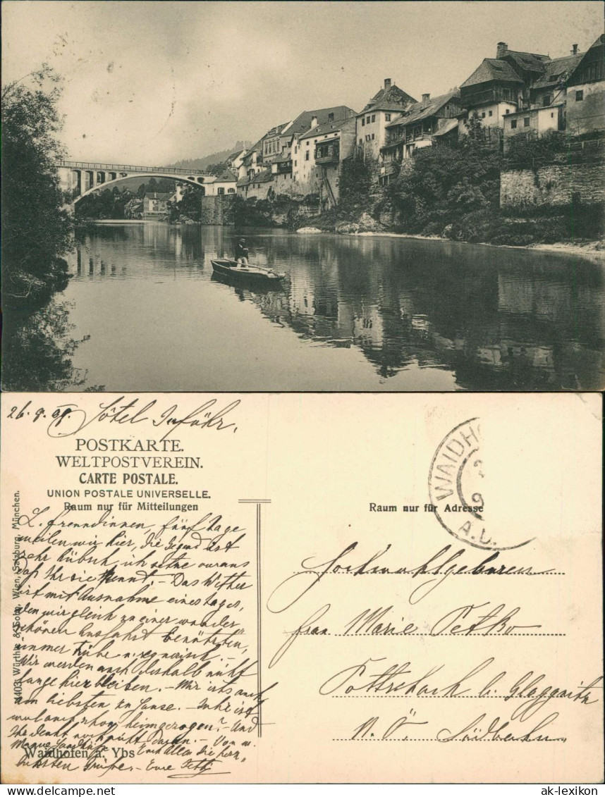 Ansichtskarte Waidhofen an der Ybbs Flußpartie Stadtpartie 1912