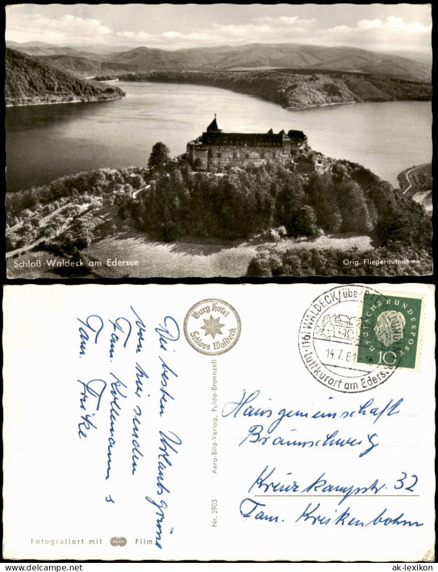 Ansichtskarte Waldeck (am Edersee) Luftbild Schloss Waldeck am Edersee 1961