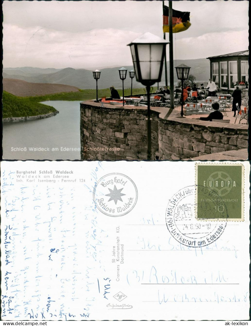 Ansichtskarte Waldeck (am Edersee) Schloss Waldeck Burghotel - Terrasse 1960
