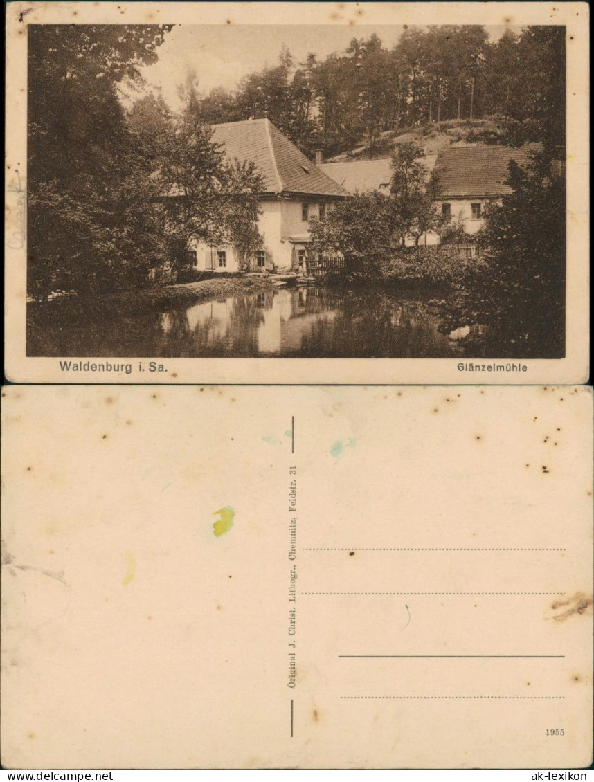 Ansichtskarte Waldenburg (Sachsen) Glänzelmühle 1926