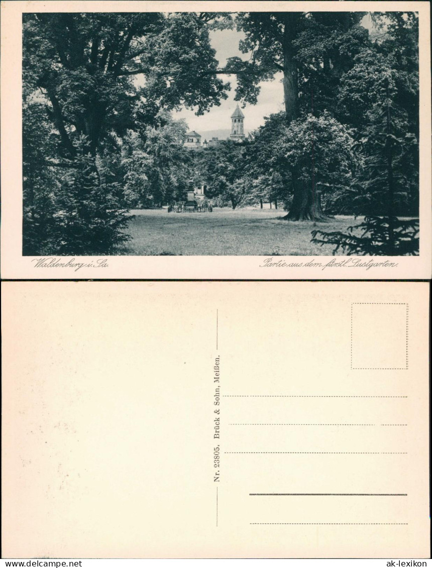 Ansichtskarte Waldenburg (Sachsen) Partie  fürstlicher Lustgarten 1928