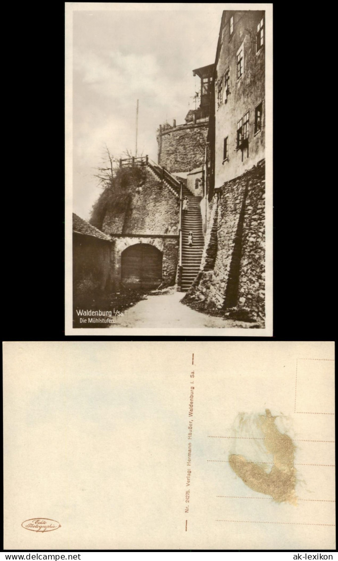Ansichtskarte Waldenburg (Sachsen) Schloss. Die Mühlstufen. 1928