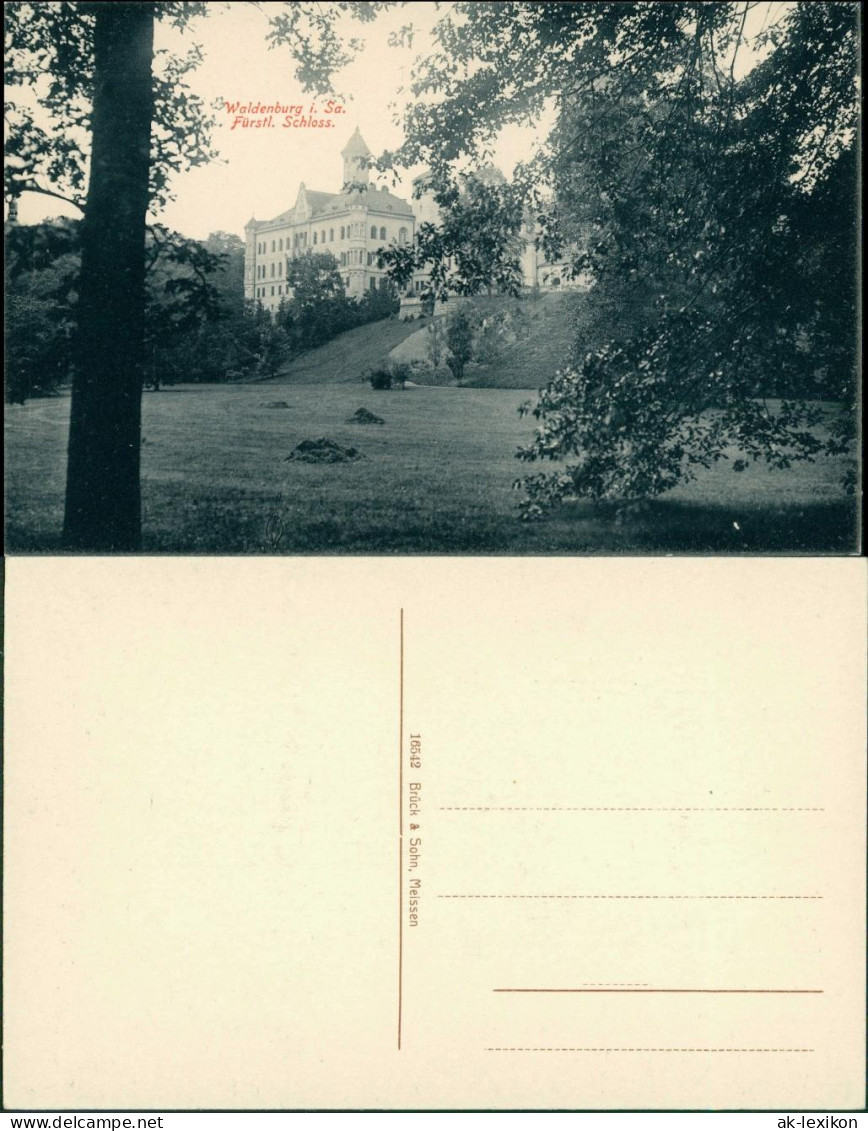Ansichtskarte Waldenburg (Sachsen) Schloss - Parkseite 1914