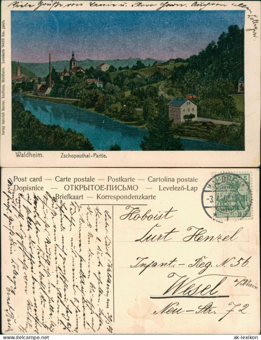 Ansichtskarte Waldheim (Sachsen) Stadtpartie 1909 Luna